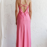From Above V-Back Midi Dress Hot Pink