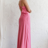 From Above V-Back Midi Dress Hot Pink