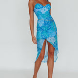 Westwood Split Front Maxi Dress Floral Blue