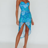 Westwood Split Front Maxi Dress Floral Blue