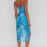 Westwood Split Front Maxi Dress Floral Blue