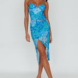 Westwood Split Front Maxi Dress Floral Blue