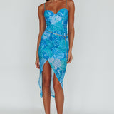 Westwood Split Front Maxi Dress Floral Blue