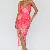 Westwood Split Front Maxi Dress Floral Pink