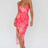 Westwood Split Front Maxi Dress Floral Pink