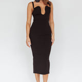 Winter Garden U-Neckline Maxi Dress Black