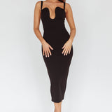 Winter Garden U-Neckline Maxi Dress Black