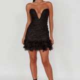 Time Of My Life Applique Mini Dress Black