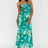 Nerida Twist Back Maxi Dress Print Green