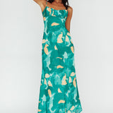 Nerida Twist Back Maxi Dress Print Green