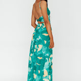 Nerida Twist Back Maxi Dress Print Green
