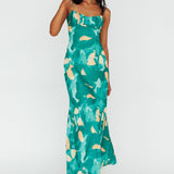 Nerida Twist Back Maxi Dress Print Green