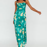 Nerida Twist Back Maxi Dress Print Green