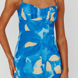 Nerida Twist Back Maxi Dress Print Blue