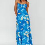Nerida Twist Back Maxi Dress Print Blue