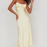 Nerida Twist Back Satin Maxi Dress Lemon