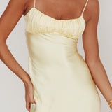 Nerida Twist Back Satin Maxi Dress Lemon