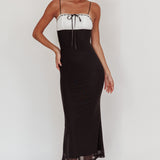 Nerida Bow Bust Mesh Maxi Dress Black