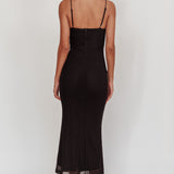 Nerida Bow Bust Mesh Maxi Dress Black