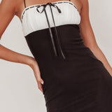 Nerida Bow Bust Mesh Maxi Dress Black