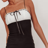 Nerida Bow Bust Mesh Maxi Dress Black