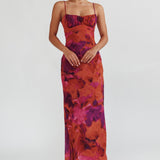 Nerida Low Back Twist Maxi Dress Dark Rose