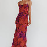 Nerida Low Back Twist Maxi Dress Dark Rose