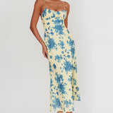 Nerida Low Back Twist Floral Maxi Dress Yellow