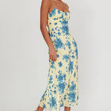 Nerida Low Back Twist Floral Maxi Dress Yellow