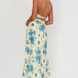 Nerida Low Back Twist Floral Maxi Dress Yellow