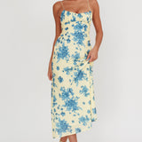 Nerida Low Back Twist Floral Maxi Dress Yellow