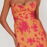 Nerida Low Back Twist Floral Maxi Dress Orange