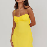Nerida Twist Back Mini Dress Lemon