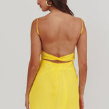 Nerida Twist Back Mini Dress Lemon