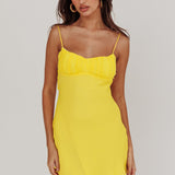 Nerida Twist Back Mini Dress Lemon