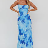 Nerida Low Back Twist Maxi Dress Lily Blue