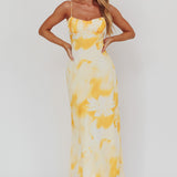 Nerida Low Back Twist Maxi Dress Lily Yellow