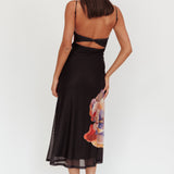 Nerida Gathered Bust Maxi Dress Flowers Black