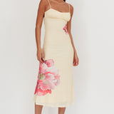 Nerida Gathered Bust Maxi Dress Flowers Yellow