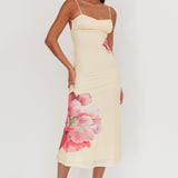 Nerida Gathered Bust Maxi Dress Flowers Yellow
