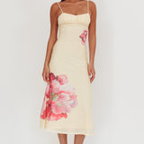 Nerida Gathered Bust Maxi Dress Flowers Yellow
