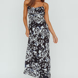 Nerida Twist Back Maxi Dress Swirl Black