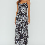 Nerida Twist Back Maxi Dress Swirl Black