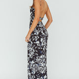 Nerida Twist Back Maxi Dress Swirl Black