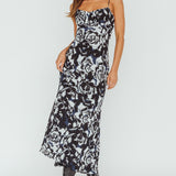 Nerida Twist Back Maxi Dress Swirl Black