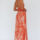 Nerida Twist Back Maxi Dress Swirl Orange