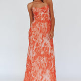 Nerida Twist Back Maxi Dress Swirl Orange