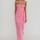 Nerida Waist Tie Asymmetric Dress Pink