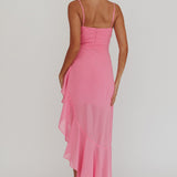 Nerida Waist Tie Asymmetric Dress Pink