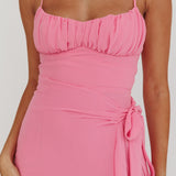 Nerida Waist Tie Asymmetric Dress Pink